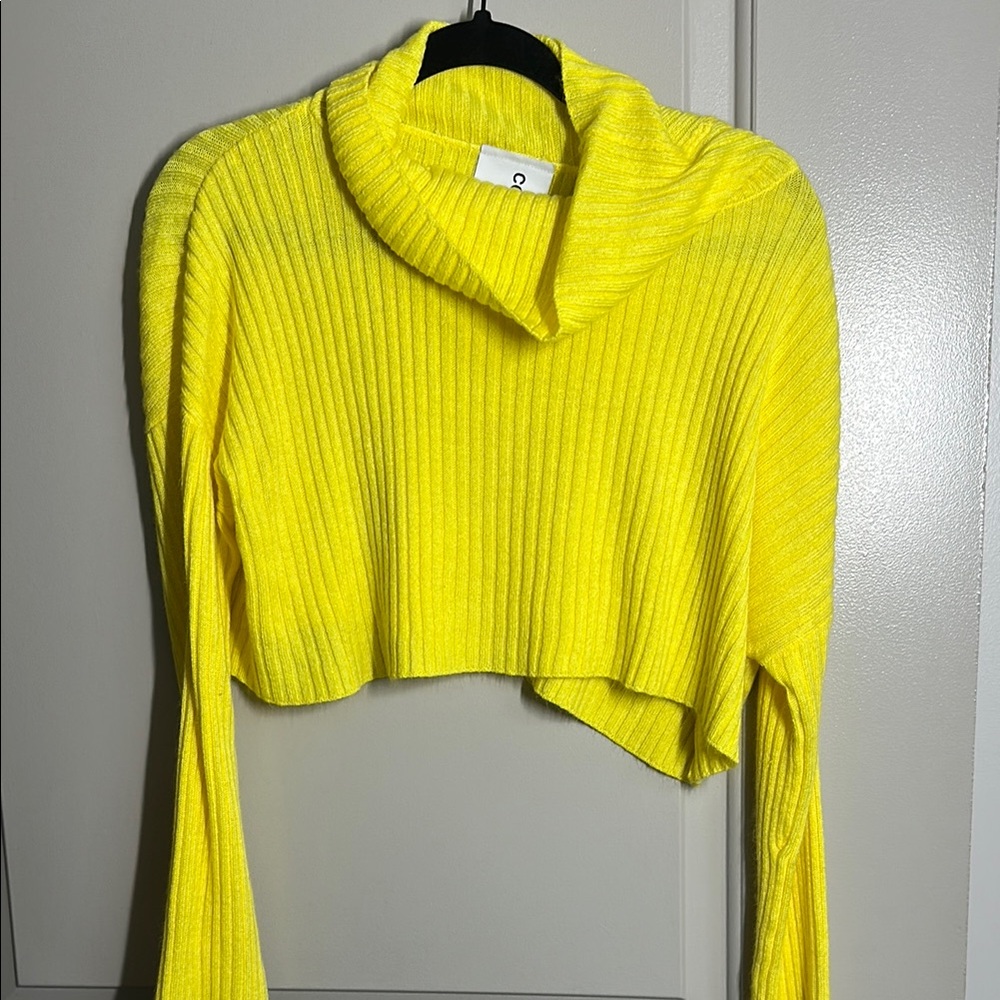 Collusion Bright Yellow Ribbed Cropped Sweater, size 6